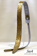 国内生産 ハンドメイド 本革　ギターストラップ(Genuine Leather Guitar Strap)　ローズゴールド