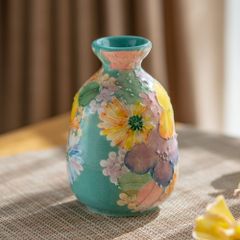 日本製　ゆずりは工房 ＊彩優花　徳利＊  酒器  花柄 おしゃれ かわいい    陶器 瀬戸焼 和食器 手描き 海外プレゼント 贈り物 ギフト 母の日 敬老の日 誕生日