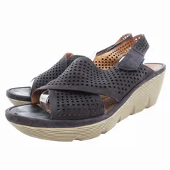 クラークスサンダルブラック美品24cm 美品✨】ブラック サンダル Clarks クラークス ウェッジソール