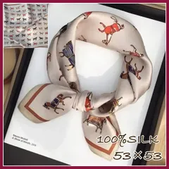 【新品】馬柄シルクスカーフ オールシーズン アクセサリー