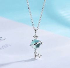 【在庫限り】　鍵　ブルー　ネックレス　ジルコニア