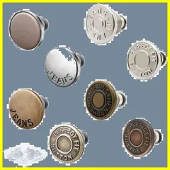 【再入荷】調節可能な金属ボタン、パンツのウエスト増減可能、ジャケット ズボン置換 ジャンボタンピン縫いなし、 取り外し可能および ボタン便利な収納ケース付き（1セット8個) ジーンズにぴったりのボタンピン、 YFFSFDC