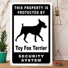 雑貨【Toy Fox Terrier/トイ・フォックス・テリア】  Dog ドッグ  犬    メタルポスタ―　Security  セキュリティー 警告  ヤードサイン メタルプレート  ブリキ看板  -204