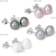 ホット 925 スターリングシルバー 7-8 ミリメートルリアル淡水パールホワイトグレー黒紫色の天然のため 1 ペア