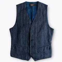 美品 90s RRL ジャスペ ストライプ 杢 チャコール ワーク ベスト XL 美品 90s RRL ジャスペ ストライプ 杢 チャコール ワーク ベスト XL