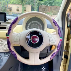 No.568 FIAT500 ステアリングカバー　光沢パープルのサムネイル