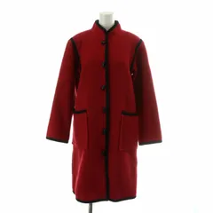 イヴサンローラン YVES SAINT LAURENT ヴィンテージ ロングコート アウター ウール バイカラー 肩パッド 総裏地 9A3 M 赤 レッド 黒 ブラック /XZ ■GY11のサムネイル