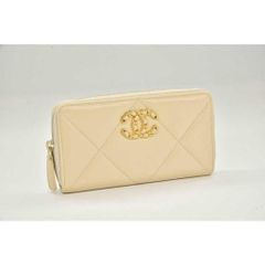 シャネル CHANEL19 スモール ジップウォレット ラウンドファスナー財布 アイボリー AP0948