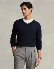ポロ ピマコットン Vネック ニット セーター (武大連 新品