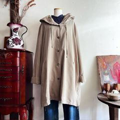 Euro vintage faux suede girly coat/ヨーロッパ古着ガーリーなベージュのふんわりコート