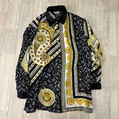 ヴィンテージ　レトロ　スカーフ柄　バロックスタイル　長袖シャツ　レトロ　レディース