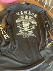 バンソン VANSON NVLT-2406 ドライ長袖Ｔシャツ タイトシルエット ロンT クロスボーンイーグル 吸汗速乾 抗菌防臭 UVカット メンズ トップス