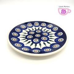 ラウンドプレート　直径17cm　丸皿　ピーコックアイとリーフ模様　WIZA　ポーランド食器