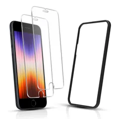 【2枚セット ガイド枠付き】JACRON ガラスフィルム iphone se3 / se2 用 液晶 保護 国産旭硝子採用 iPhoneSE 3 2022 第3世代 / iPhone SE2 2020 第2世代 / iPhone8 7 6 6s 用