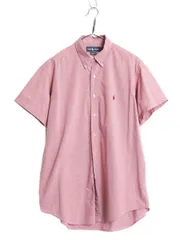 【お得なクーポン配布中!】 90s ラルフローレン チェック 半袖 ボタンダウン シャツ メンズ L 程 オールド 90年代 ポロ 半袖シャツ コットン ワンポイント 千鳥格子 BD