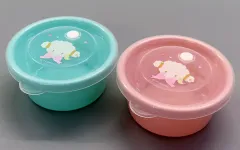 【中古】食器 11.こぎみゅん＆エビフライ 保存容器セット 緑＆薄いピンク 「サンリオ当りくじ こぎみゅん当りくじ」