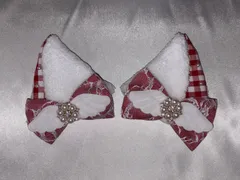 猫耳ヘアクリップ 赤 白