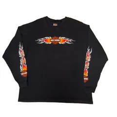 00s Harley Davidson Flames tee ファイヤー　フレイム　パターン ロングTシャツ ロンT