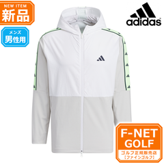 新品 【ホワイト/アルミナ】春 夏 モデル adidas アディダス ゴルフウェア IKK83 ファブリックミックス ストレッチ フーディー 吸汗速乾 ストレッチ [防風性] （メンズ）