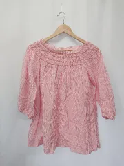 ◇ ⊂ SHIPS any シップス エニィ ストライプ 七分袖 ブラウス サイズF レッド ホワイト レディース E  【1411130014284】