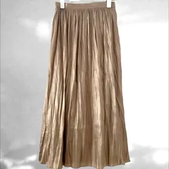 アズールバイマウジー ロングスカート フレアスカート ウエストゴム ポリエステル100 ベージュ S