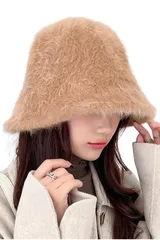 [ネコート] バケットハット 帽子 レディース 【リボンでサイズ調整できる・もこもこ防寒・軽量であったかふわふわ】 防寒 暖かい 小顔効果 秋冬 プレゼント ベージュ [ベージュ] [Free Size]