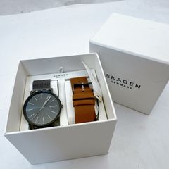美品 SKAGEN スカーゲン 腕時計 SIGNATUR クオーツ 40mm ブラック メッシュベルト SKW1155SET バッテリー交換済み メンズ レディース ユニセックス シンプル 北欧デザイン タグ・ケース付