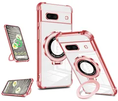 【人気商品】リング マグネット搭載 縦横両対応 MagSafe対応 ピクセル クリア 7aスマホケース 四角エアクッション ケース 耐衝撃 TPU 7a メッキ加工 ストラップ付き Pixel ソフトケース 多機能スタンド付き Google pixel7a ケのサムネイル