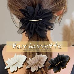 バレッタ シフォン ヘアアクセサリー 華やか ふんわり ギャザー 髪留め 髪飾り まとめ髪 レディース 女性