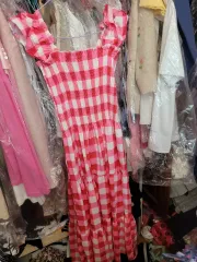 レッドピンクロングドレス