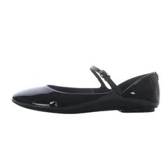 セルジオロッシ Sergio rossi バレリーナ フラット パンプス ストラップ エナメルレザー 37.5 ブラック B10380 /YO19