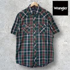 ラングラー　Wrangler ウエスタン　半袖シャツ　チェック　レッド　グリーン　ホワイト　赤　緑　白