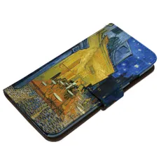 フィンセント・ファン・ゴッホ iPhone 16 Pro ケース 手帳型 スマホケース [デザイン:2.夜のカフェテラス/マグネットハンドあり]