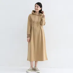 ☆ ライトブラウン ☆ L ☆ パーカーワンピース 長袖 レディース 体型カバー パーカーワンピース ロング スウェットワンピース ロングワンピース ワンピ レディース 長袖 春 おしゃれ  オシャレ フード付き ウエストタック シェイプ ウエストゴム