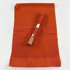 和装セット 美品 優品 帯締め帯揚げ2点セット オレンジ 正絹 和装小物  【中古】