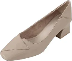 Lopis 歩きやすい 痛くない パンプス レディース 靴 スクエアトゥ 4cm ヒール 履きやすい シューズ オフィス 通勤 走れる 軽量( ベージュ,  24.0 cm)