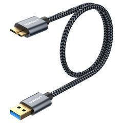 [특가 세일] MicroB USB 케이블 타입 A 남성 - 마이크로 타입 B 남성 USB3.0 SUNGUY 외장 HDD SSD 하드 드라이브 케이블 5Gbps 데이터 고속 전송 Blu-ray/BD 드라이브/디지털 카메라용 0.5M
