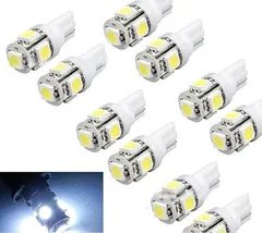 LED 白 ウェッジ球 T10 SMD 5連 12V 汎用バルブ LEDバルブ T10 ウェッジ ５連SMD　白　ホワイト　10個セット