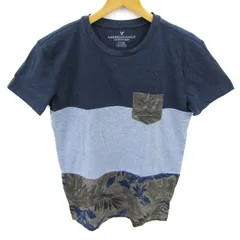 アメリカンイーグル 半袖Ｔシャツ トップス ボーダー柄 メンズ XSサイズ 紺×水色×グレー American Eagle 【中古】