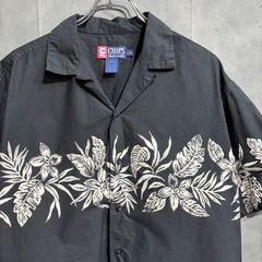 90〜00s CHAPS Ralph Lauren 花柄オープンカラーシャツ　ブラック