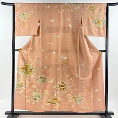訪問着【千總謹製】正絹 四季草花文様 箔 刺繍 袷着物 灰茶色 染め分け 訪問着【千總謹製】正絹 四季草花文様 箔 刺繍 袷着物 灰茶色