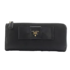大人気✨ Prada プラダ L字ファスナー 長財布 ブラック 黒 PRADA プラダ 長財布 レザー×ナイロン L字ファスナー財布 【並行輸入品
