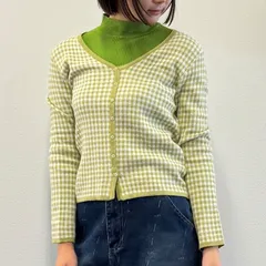 ＊チェック柄ニットカーディガン　薄手　レディース　アウター　秋冬 (n)