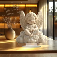 【ヴィンテージスタイル】アクリル製エンジェル像 - 雲の上で眠る天使のデコレーションオーナメント