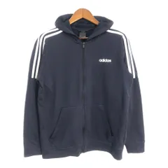 adidas アディダス スウェット フルジップ パーカー スポーツ ネイビー (メンズ L) 中古 古着 S9353