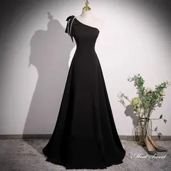 カラードレス ロングドレス パーティードレス ブラック ワンショルダー ウェディングドレス ウエディングドレス 結婚式 二次会 花嫁 前撮り