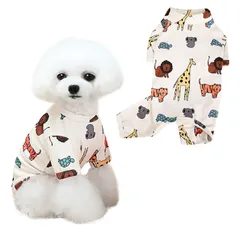 新品 AmzBarley 犬 服 ロンパース パジャマ つなぎ 可愛い 動物柄 小型犬 中型犬 犬 服 秋 冬 パジャマ 四つの足 超柔らかい カバーオール 保温 毛落ち防止 着せやすい 普段着 部屋着 寝間着 伸縮性 通気性 洗濯機洗い可 ペット シャツ 猫