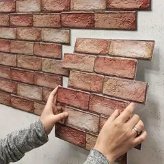 【新品?未使用】壁紙 張って?がせる 粘着壁紙 衝突防止 赤レンガ 3Dレンガ インテリア リビング ロビー 寝室 ホテル カフェ オフィス 装飾 