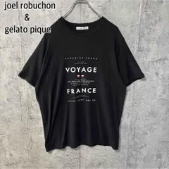 joel robuchon & gelato pique ジョエルロブション×ジェラピケ 半袖Tシャツ カットソー プリント ロゴプリント シルク混 クルーネック メンズ Mサイズ 黒 ブラックのサムネイル