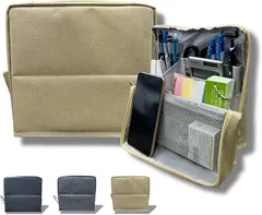 Garage Tst ガジェットポーチ コスメ 化粧ポーチ 大容量 自立式 仕切り付き 立てて使える メイク収納 旅行 GarageTst(ベージュ,  幅230mm x 高さ220mm x 奥行60mm)